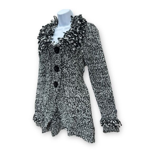 Y2k Frilly Cardigan Sweater Women M Knit Fairy 70s Wool Whimsi Artsy Eclectic - Picture 2 of 12